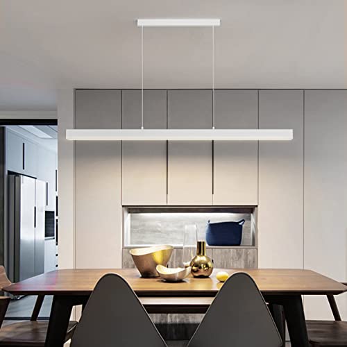 Lampada a sospensione a LED dal design lineare Lampada da tavolo da pranzo con telecomando Lampada a sospensione Lampada a sospensione regolabile in altezza per uso interno per tavolo da pranzo Sala