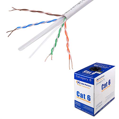 Cable Matters UL Listed in-Wall Rated (cm) Bare Copper Cat 6, Cat6 Bulk Cable (Cat6 Ethernet Cable 1000 Feet) in White