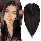 EMMOR 18-Inch Synthetic Hair Topper, 3 Non-Slip Clips, 5'x3.5' Hand-Woven Base, Add Volume for Thinning Hair (Black)