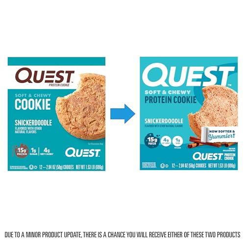 Image of Quest Nutrition Snickerdoodle Protein Cookie,15g Protein,1g Sugar,4g Net Carbs,Keto Friendly,High-Protein,Low Carb;,12 Count (Pack of 2)