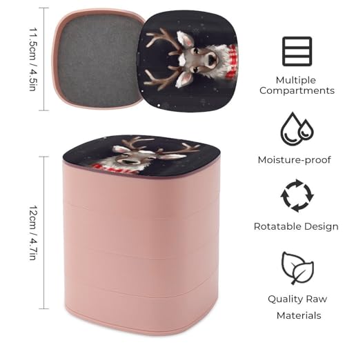 Boîte à bijoux rotative avec imprimé renne pour coiffeuse - 3