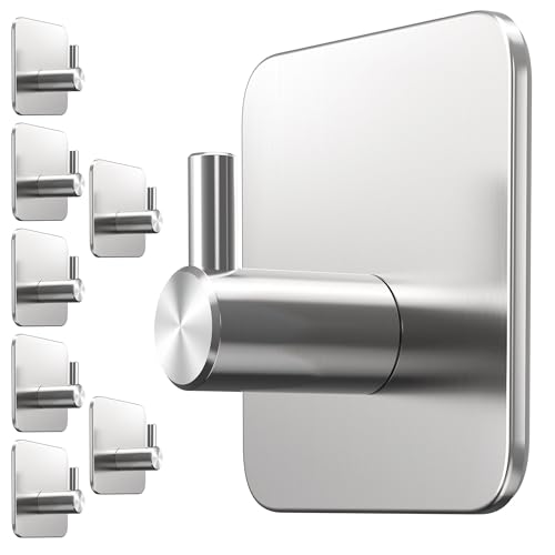 Menz Handtuchhalter ohne Bohren, 8 Haken im Set – Wasserfeste Klebehaken, Edelstahl Handtuchhaken für Bad, hochwertige Haken selbstklebend, Badezimmer Handtuchhalter mit hoher Tragkraft