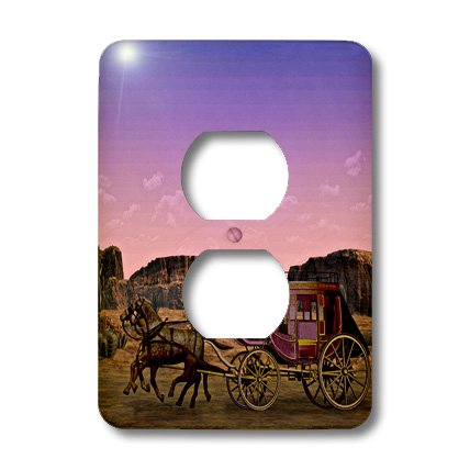 Scène occidentale wagon couchant plaque interrupteur double double interrupteur déco - 3