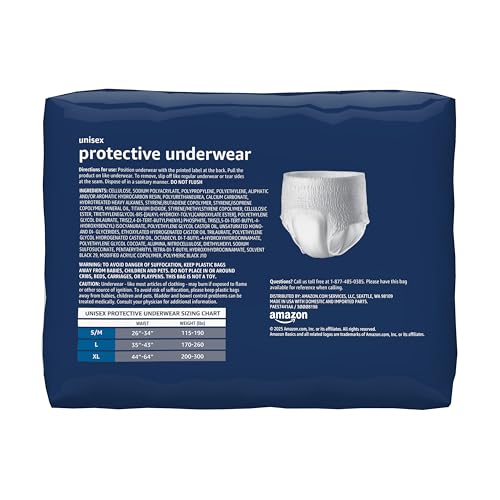Image of Amazon Basics Unisex Protective Underwear, Overnight Absorbency, Small /Medium, 16 Count