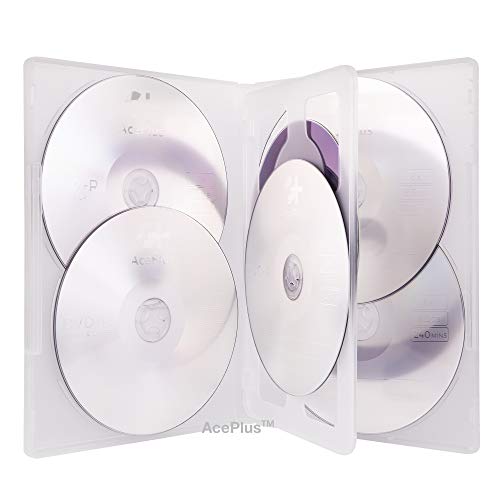 Aceplus 10-Pack Clear Multi-6 Dvd Cases - 14Mm Standard Thickness, Holds Up To 6 Discs With Clear Wrap Around Sleeve For Graphic Liner; 10 Pieces #TOP3