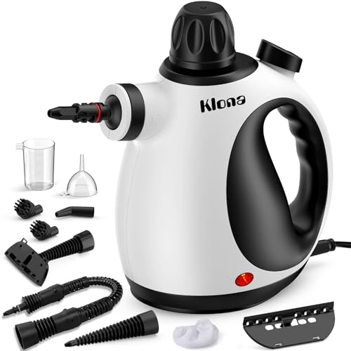 KLONA Steam Cleaner, Multi-purpose Steam Cleaner Handheld Device with 10 Accessories for Removing Steam Cleaning for All Dirt, Upholstery Furniture, Tiles, Sofa, Floor, Upholstery, Window, Car.