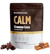 LIFESTACKS Calm Evening Tonic Sleep Powder - Cinnamon-Cocoa Nighttime Superfood Drink Mix - Magne...