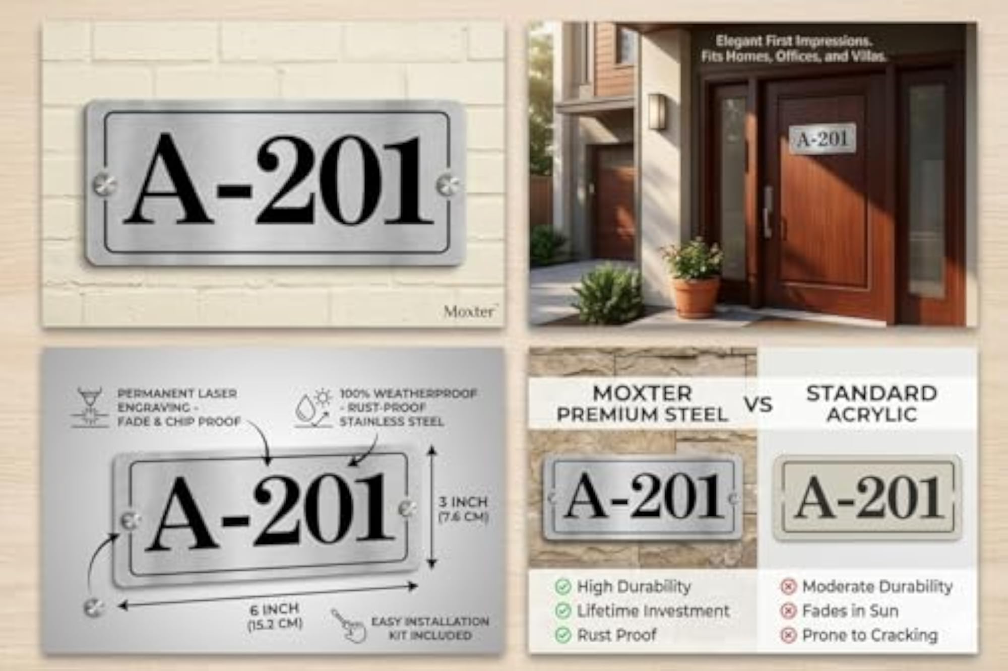 Personalised Stainless Steel House/Door Number Plate