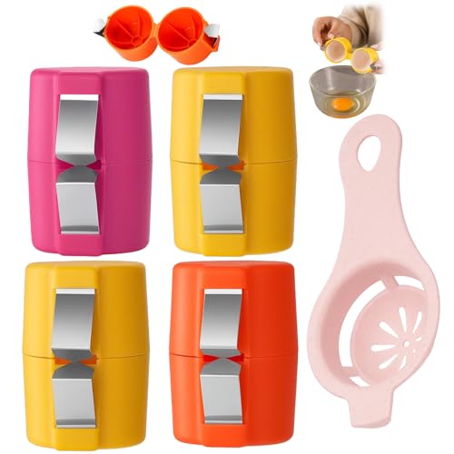 4 Pack Egg Peeler Tool for Hard Boiled Eggs with Egg White Separator,Hard Boiled Egg Peeler, Yellow,