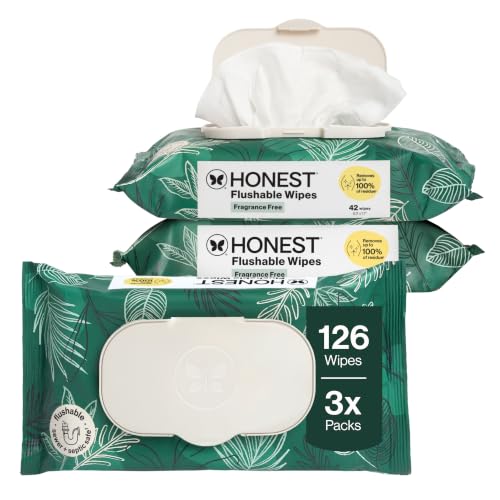 The Honest Company Flushable Wipes, Hypoallergenic, Tropical Leaves, 126ct