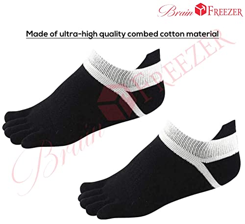 Image of Brain Freezer Pack Of 2 Men's 5 Toe Socks Sports Five Finger Socks Breathable White White Black