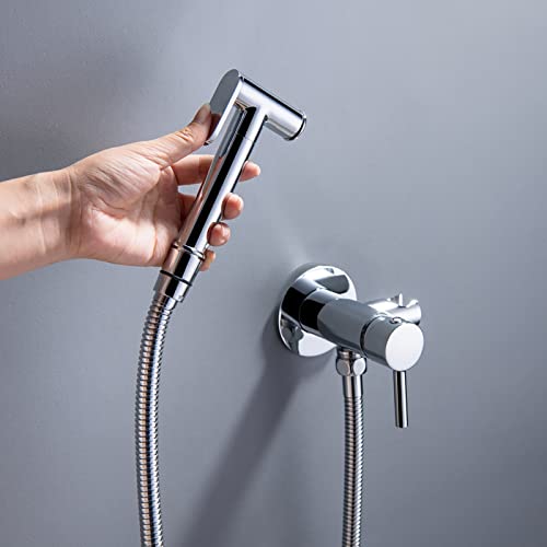 Robinet de douche mural avec kit douchette à main et flexible de 150 cm en laiton