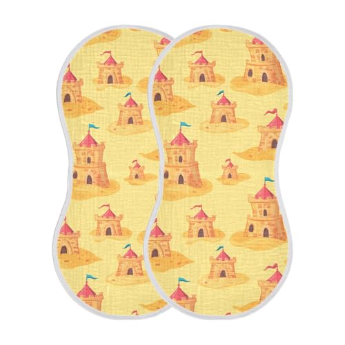 Sandcastel Summer Cotton Muslin Burp Cloth Easy Care Feeding Cloth for Unisex boy and Girl Set of 2, 22x11in