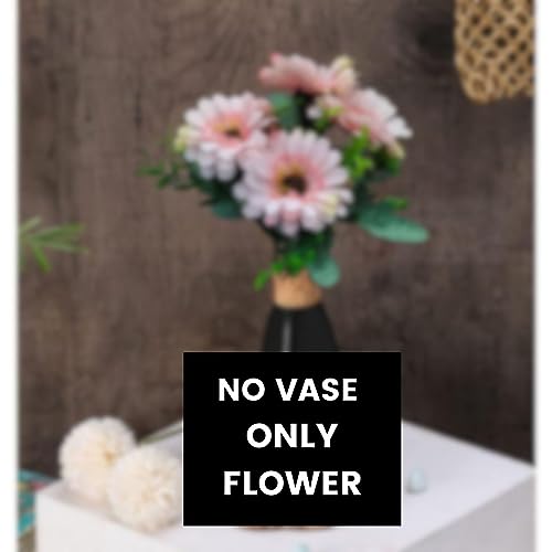 Image of SATYAM KRAFT 1 Pcs Artificial Sunflowers Stick Bunch | Realistic Look & Charming Flowers | 6 Heads Bouquet for Home Decor, Bedroom, Balcony, Wedding (Without Vase Pot) (Light Pink)