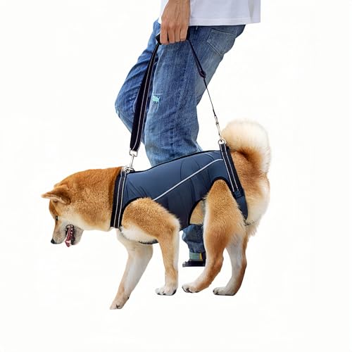 Hundegeschirr, Hebegeschirr für kleine und mittlere Hunde für alte,Gelenkverletzungen-Hebegurt für Haustiere, Ganzkörpergeschirr, Hunde Tragetasche mit Schultergurt, Weich, Einstellbar (Marineblau, M)