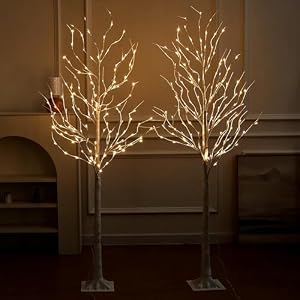 Lighted Birch Tree, 2 Pack 6 Feet 144 Warm White Lights, Prelit White Artificial Christmas Trees for Indoor Outdoor Decor Garden Wedding Party Bedroom Decoration Lighted Birch Tree 2 Pack 6 Feet 144 Warm White Lights Prelit White Artificial Christmas Trees for Indoor Outdoor Decor Garden Wedding Party Bedroom Decoration