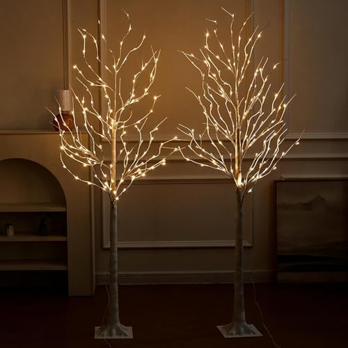 Lighted-Birch-Tree-2-Pack-6-Feet-144-Warm-White-Lights-Prelit-White-Artificial-Christmas-Trees-for-Indoor-Outdoor-Decor-Garden-Wedding-Party-Bedroom-Decoration Lighted Birch Tree 2 Pack 6 Feet 144 Warm White Lights Prelit White Artificial Christmas Trees for Indoor Outdoor Decor Garden Wedding Party Bedroom Decoration
