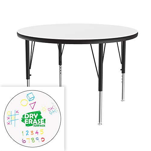Correll 36" Round, Classroom Dry Erase/Markerboard Top, Activity Table, Adjustable Height, White Durable High Pressure Laminate, School Furniture #TOP1