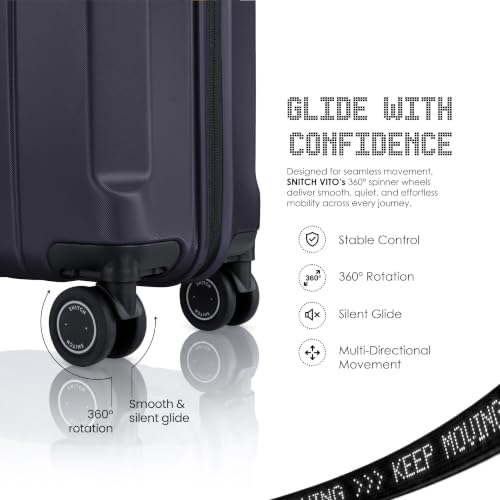 Image of SNITCH VITTO Cabin Size Blue Polycarbonate Hard Travel Suitcase - Trolley Bag Small & Luggage with 8 Wheels, Premium Lock, Wet Pouch & Free Shoe Bag