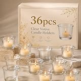 Letine 36-Pack Clear Glass Tealight Candle Holders - Thick Sturdy Votive/Tealight Holders Bulk for Wedding, Party, Home Decor | Perfect Replacement for Wall Sconces, Candelabras & Fireplace Screens