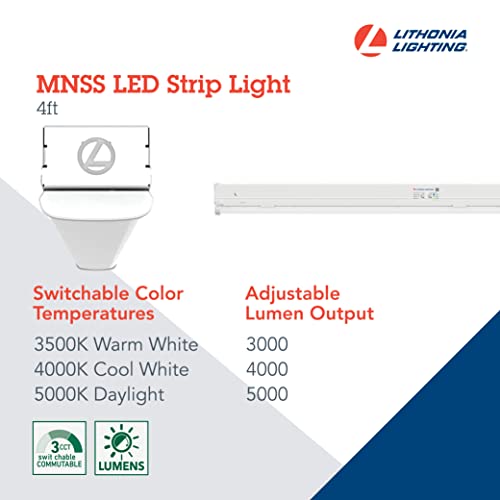 Image of Lithonia Lighting 1 Light LED Strip Light, 4 Foot Linear LED Ceiling Lighting Fixture, Adjustable Lumens, Selectable White Light Color, Dimmable, MVOLT (MNSS L48 ALO3 MVOLT SWW3 G1)