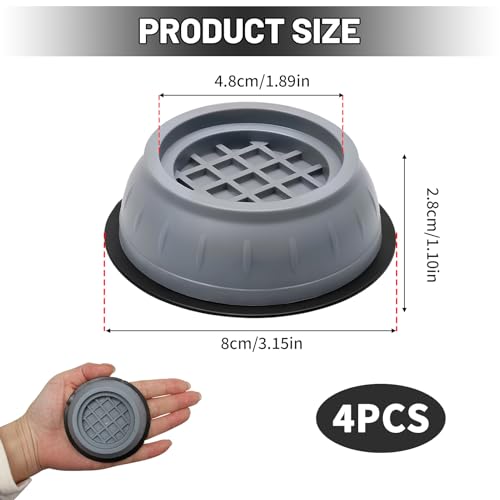 4 Stück Anti Vibration Waschmaschine, Großes Format Schwingungsdämpfer Waschmaschine Antivibrationsfüße, Universal Waschmaschine Antivibrationspads Füße für Waschmaschinens und Trockners