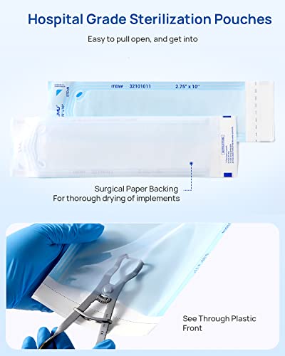 Jmu Self Sealing Sterilization Pouches 3.5" X 10" Autoclave Bags Sterilizer Bags, 200/Box #TOP4