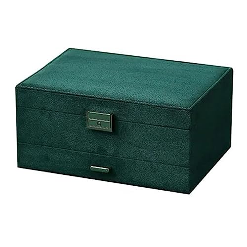 Lufodon Black Double Layer Large Capacity Jewelry Box with Lock for Women's Jewelry Storage at Home and Travel