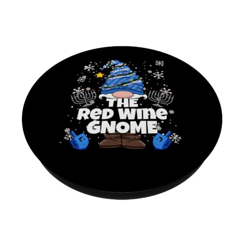 The Red Wine Gnome Funny Jewish Hanukkah Gnome PopSockets Swappable PopGrip, Black - Image 2