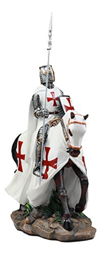 Ebros Crusader English Knight On Cavalry Horse Statue 8" Tall Phalanx Spear Horse Combat Warrior Sculpture #TOP1