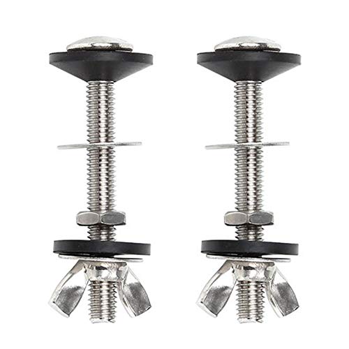 CALIDAKA Toilet Tank to Bowl Bolt Kits Cistern Bolts to Wc Pan Bolt Through Kit,Stainless Steel Universal Toilet Pan Fixing Fitting with Double Gaskets Easy to Install,2 Pack