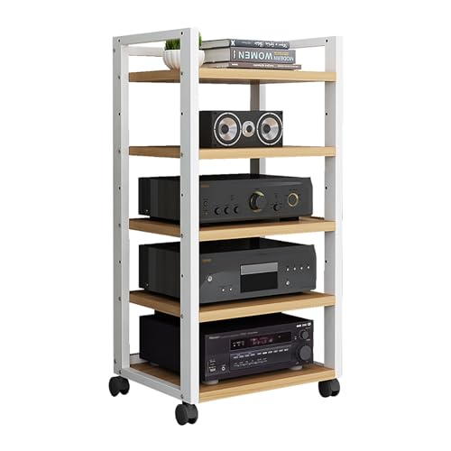 XingLi Height Adjustable Media Stand Audio Video Rack Corner TV Entertainment Stereo Components Cabinet CD Player Stand Multi-Function Open Storage Shelf, for Home/Office/DJ/Theater (Size : 5 Tier)