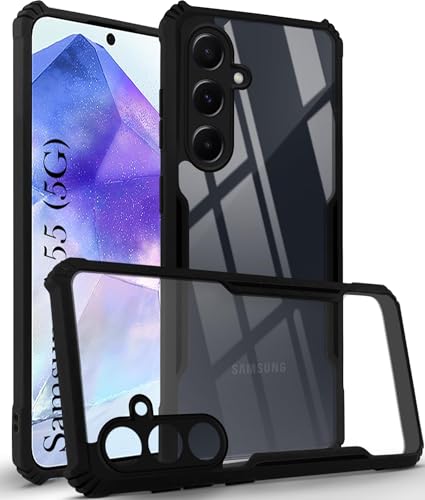 Image of Jkobi Back Cover Case for Samsung Galaxy A55 5G (Shockproof with Polycarbonate Clear Panel | Professional Black)
