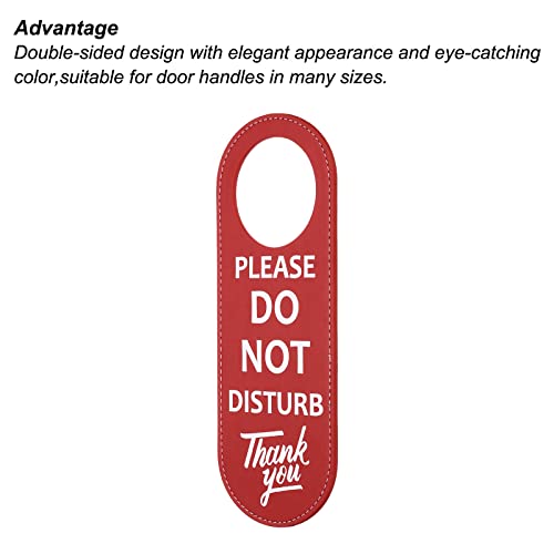PATIKIL Do Not Disturb Door Hanger Sign, 1 Pack PU Leather Double Sided Door Knob Privacy Sign for Office Home Meeting Red - Image 4