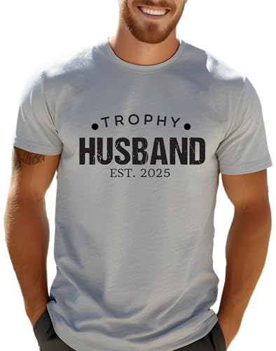 Custom Trophy Husband T Shirt Anniversary Shirt for Men Funny Shirts Est 2025 T-Shirt Gifts for Him Mens Tshirt Husband Birthday Gift Just Married Wedding Gift