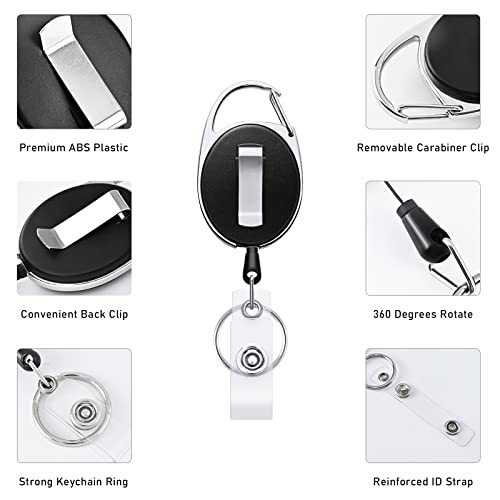 Cton 2 Pack Retractable Badge Holders, Heavy Duty Badge Reel With Clip And Vertical Style Clear Id Card Holders #TOP4