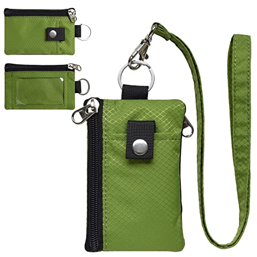 Image of CHENSPRX Minimalist RFID Blocking Small Wallet with ID Window,WaterResistant Zip Id Case Wallet with Lanyard Keychain for Cards,Cash,Travel,Women,Men