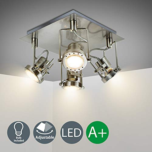 DLLT Modern Track Lighting Kit, 4-Light Industrial Tracking Light Fixtures, Adjustable Flush Mount