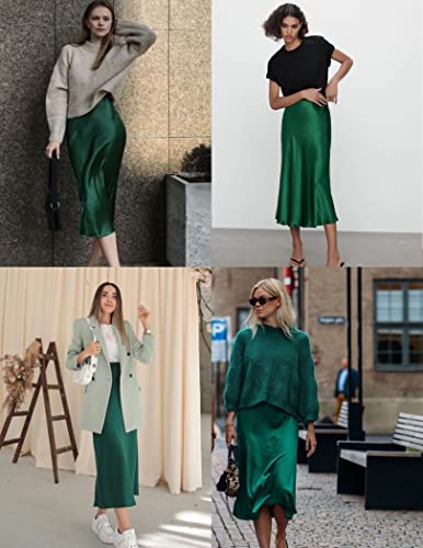 Image of Zeagoo Skirts for Women High Waist Skirt Elegant Midi Skirt Satin