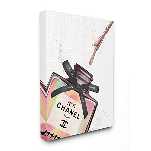 Stupell Industries Makeup Nail Polish Brush Rainbow Drip Fashion, Design by Artist Ziwei Li Wall Art, 16 x 20, Canvas