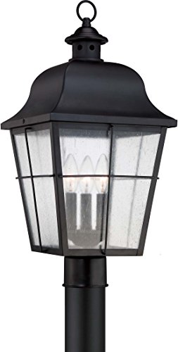 Quoizel Mhe9010K Millhouse Outdoor Post Lantern Pier Mount Lighting, 3-Light, 180 Watts, Mystic Black (22"H X 10"W) #TOP5