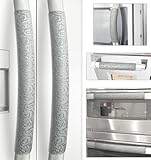 Refrigerator Handle Covers, Set of 6, Non-Slip Appliance Handle Covers, Washable Fridge Handle Covers, Keep Your Kitchen Clean, Microwave Oven Dishwasher Handle Protector(Dark Gray, Silver pattern)