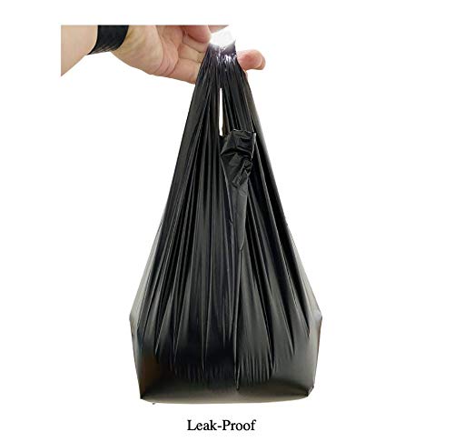 image for WeiLife. 8”x4”x16” Small Black Plastic T-shirt Bags with Handles