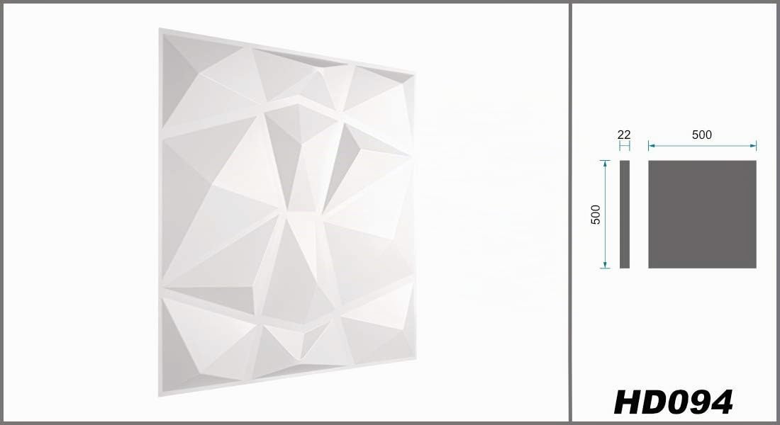HEXIM 3D Wandpaneele, PVC Kunststoff weiß - Diamond Design Paneele 50x50cm Wandverkleidung (5QM HD094) Qualität Dekor Schlafzimmer wall panel