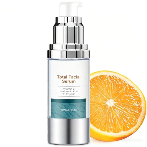 Total Facial Serum Anti-Aging Vitamin C Serum Hyaluronic Acid & Peptides Hydrating Moisturizing Skin Care 1 Fl Oz