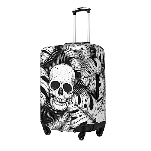 Skull and palm leaves Luggage Cover Washable Elasticated Luggage Covers for Suitcase tsa Approved Stylish Dust and Scratch Resistant Luggage Case Protector for Kids and Adults -2