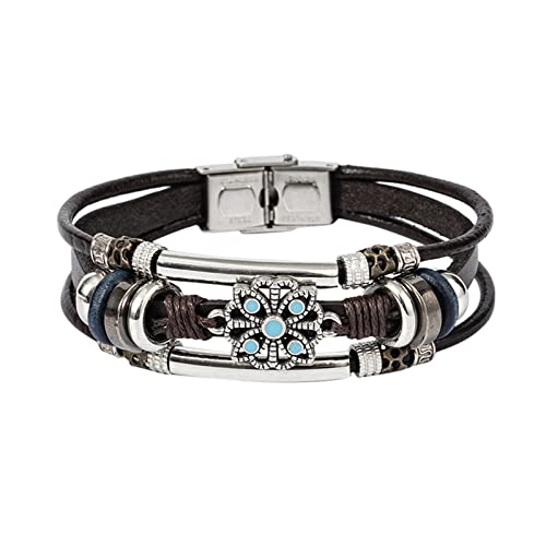 Reloj deportivo para mujer, vintage, étnico, ojo turquesa, multiraíz, cuero, pulsera de acero inoxidable, pendientes, joyería para mujer, a, Taille unique Reloj deportivo para mujer, vintage, étnico, ojo turquesa, multiraíz, cuero, pulsera de acero inoxidable, pendientes, joyería para mujer, a, Taille unique