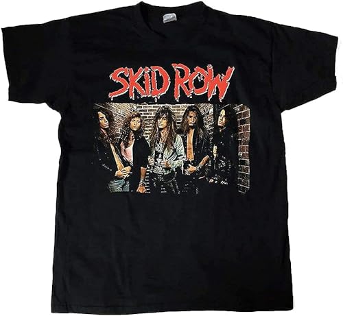 Photo de Skid Row Band Group Photo Black T-Shirt Festive Plus Size Tee Shirt Manches Courtes(Small)