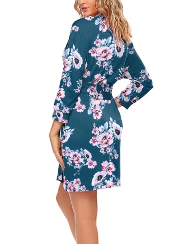 Image of HOTOUCH Womens Robe Lightweight Short Knit Bathrobe Soft Ladies Sleepwear with Pockets