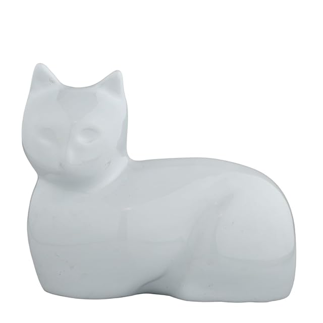 Urna para Cenizas de Gato Mascotas Conmemorativa, Gato Blanco 5"